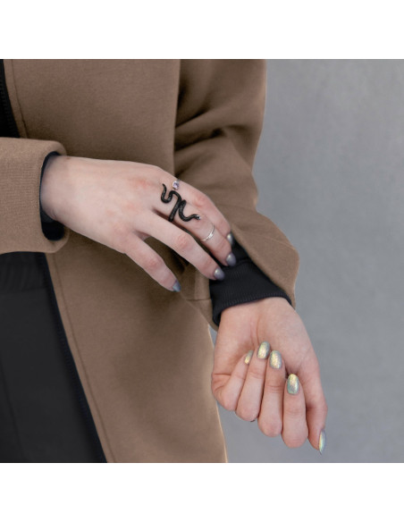 2.COZY Langer Kapuzenpullover mit Reißverschluss Cappuccino