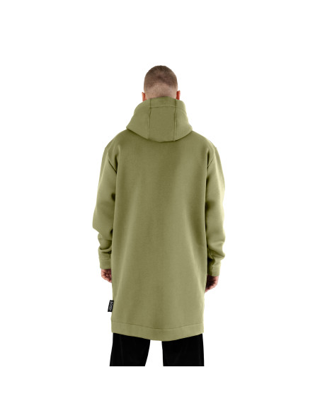 2.COZY Langer Kapuzenpullover mit Reißverschluss Green Almond
