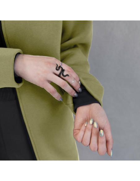 2.COZY Long ZipUp Hoodie Green Almond