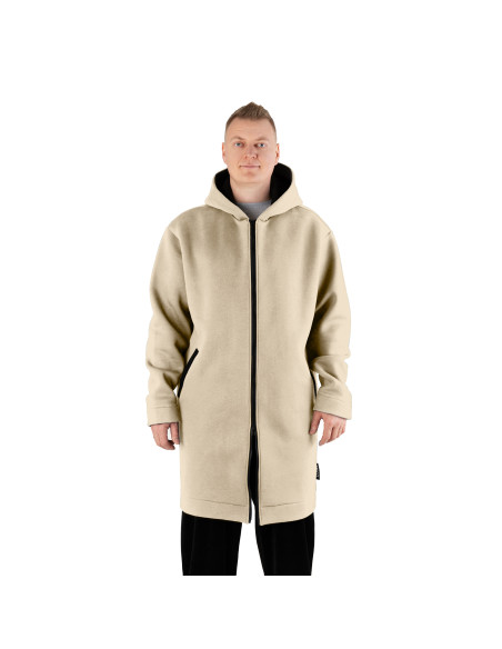 2.COZY Langer Kapuzenpullover mit Reißverschluss Shifting Sand