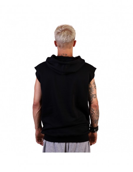 Džemperis "Sleeveless Hoodie Solid Black"